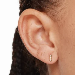 Hot Diamond Bezel Trio Stud Earrings in Gold 18k Fine Gold Plated | Earrings