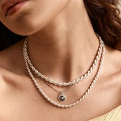 Online Diamond Disc Necklace in Silver Gifts For Him | Bridal Gifts