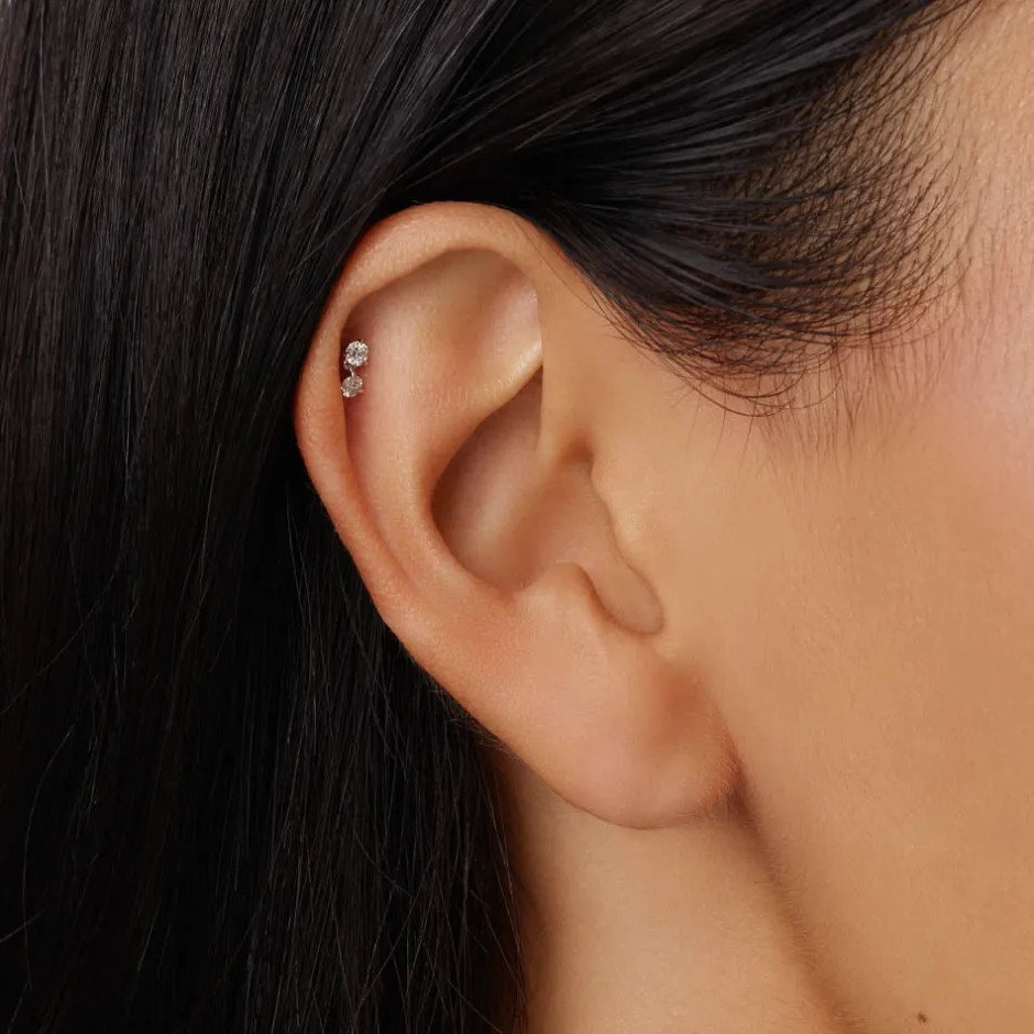 New Diamond Drop Helix Single Stud Earring in Silver Best Selling Gifts | Gifts For Her