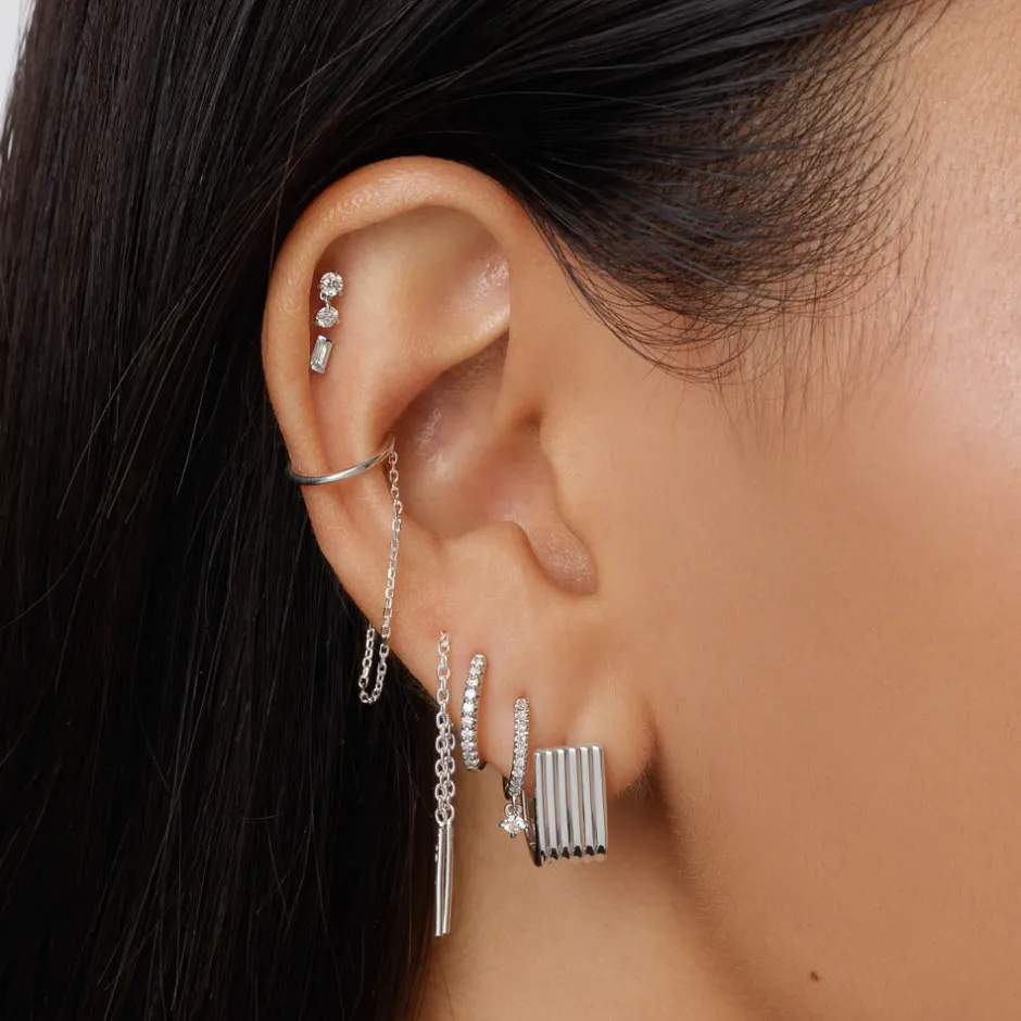 New Diamond Drop Helix Single Stud Earring in Silver Best Selling Gifts | Gifts For Her