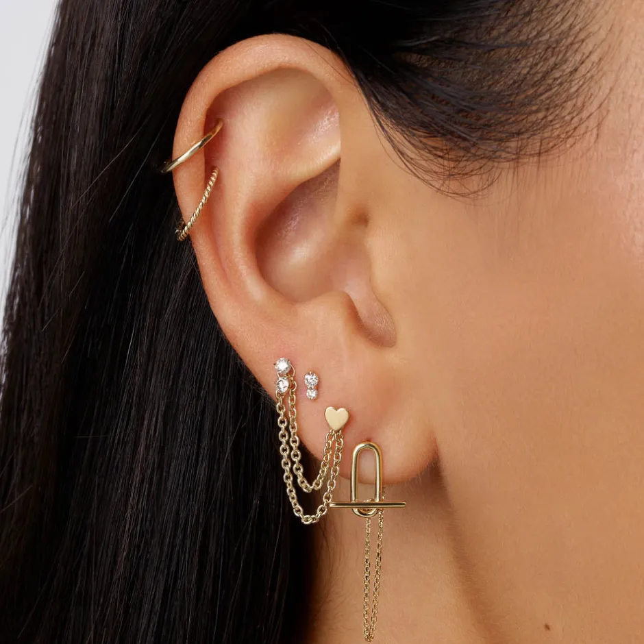 Discount Diamond Drop Helix Single Stud Earring in 10k Gold Best Selling Gifts | Gifts For Her