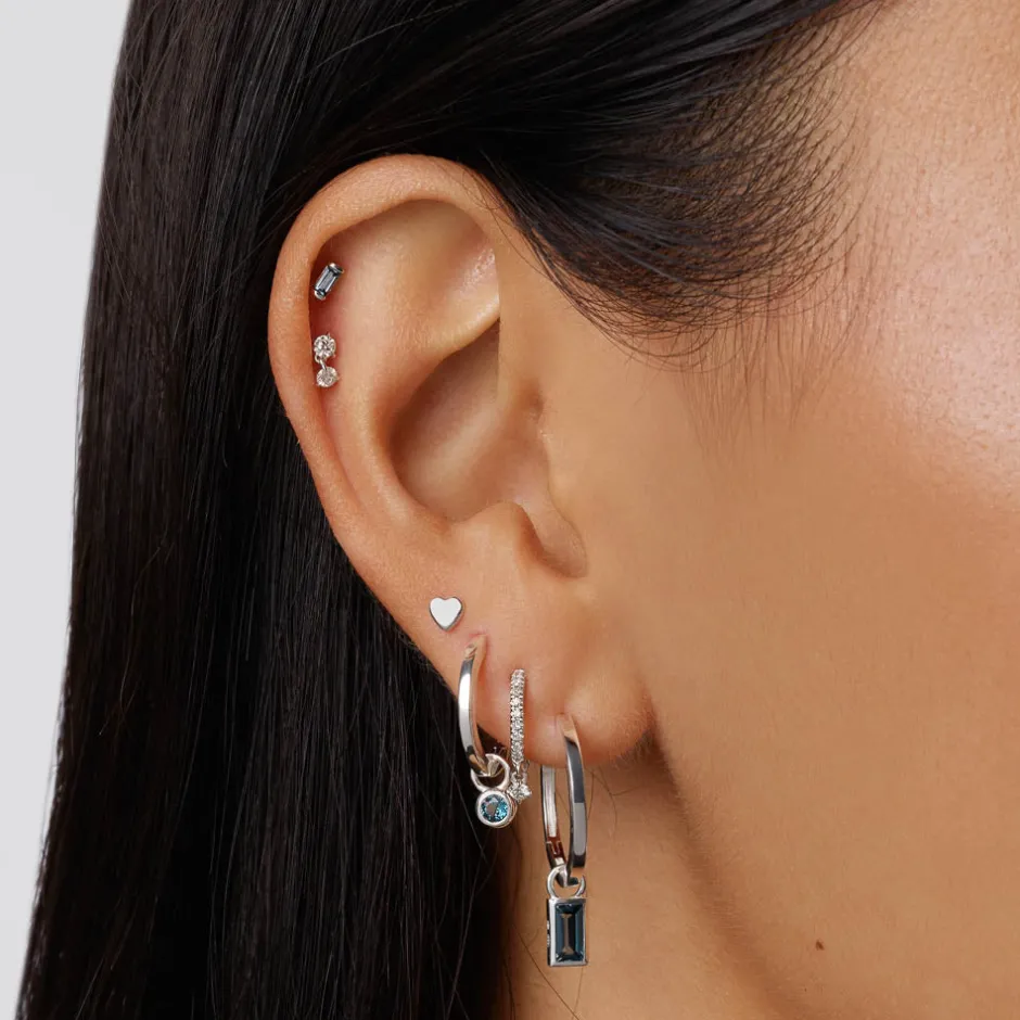 New Diamond Drop Helix Single Stud Earring in Silver Best Selling Gifts | Gifts For Her
