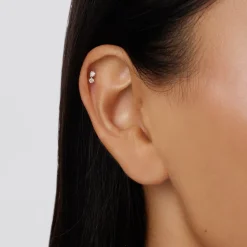 New Diamond Drop Helix Single Stud Earring in Silver Best Selling Gifts | Gifts For Her