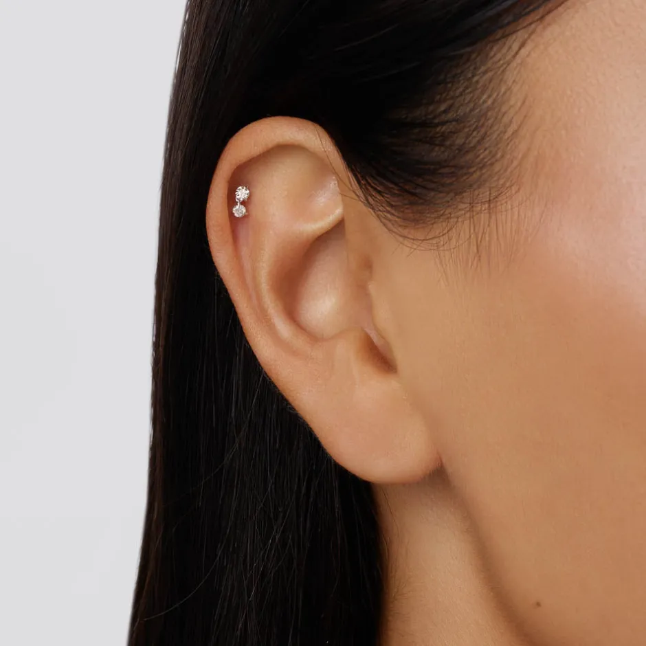 New Diamond Drop Helix Single Stud Earring in Silver Best Selling Gifts | Gifts For Her