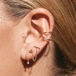 Clearance Diamond Drop Single Huggie Earring in 10k Gold Best Selling Gifts | Gifts For Her