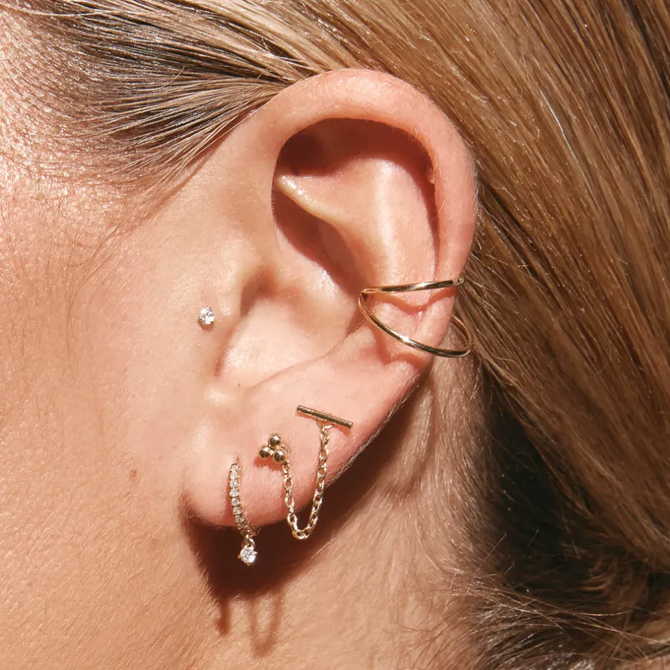Clearance Diamond Drop Single Huggie Earring in 10k Gold Best Selling Gifts | Gifts For Her