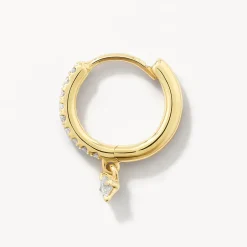 Clearance Diamond Drop Single Huggie Earring in 10k Gold Best Selling Gifts | Gifts For Her