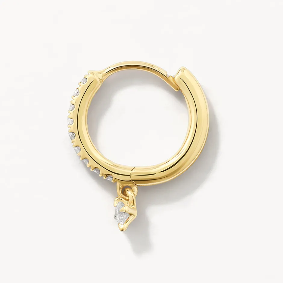 Clearance Diamond Drop Single Huggie Earring in 10k Gold Best Selling Gifts | Gifts For Her
