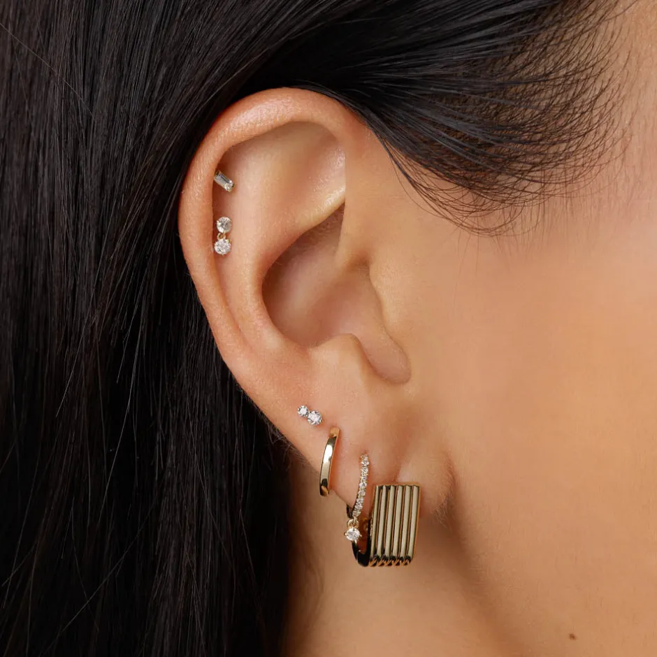 Clearance Diamond Drop Single Huggie Earring in 10k Gold Best Selling Gifts | Gifts For Her