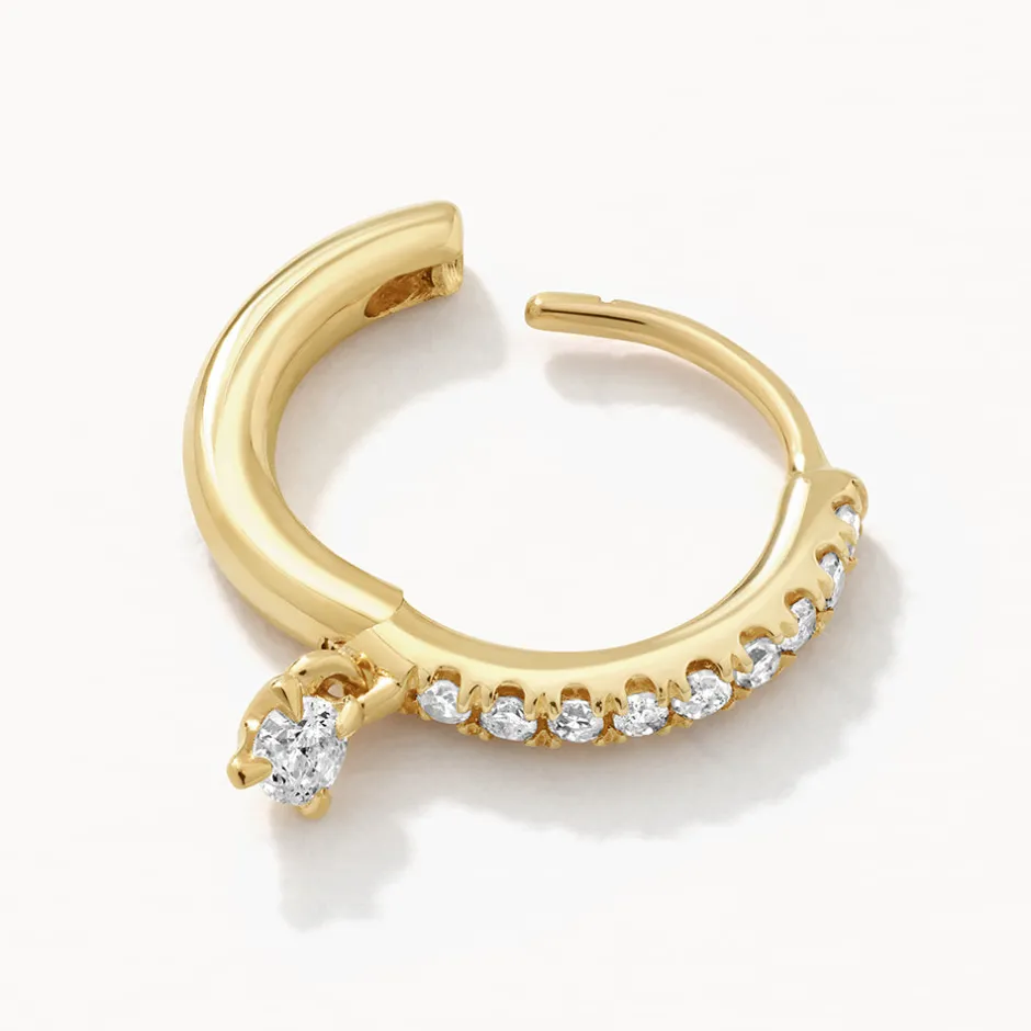 Clearance Diamond Drop Single Huggie Earring in 10k Gold Best Selling Gifts | Gifts For Her