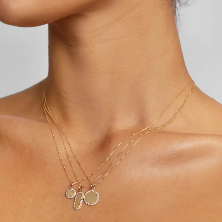 Online Diamond Engravable Disc Necklace in 10k Gold Bridal Gifts | Family Gifts