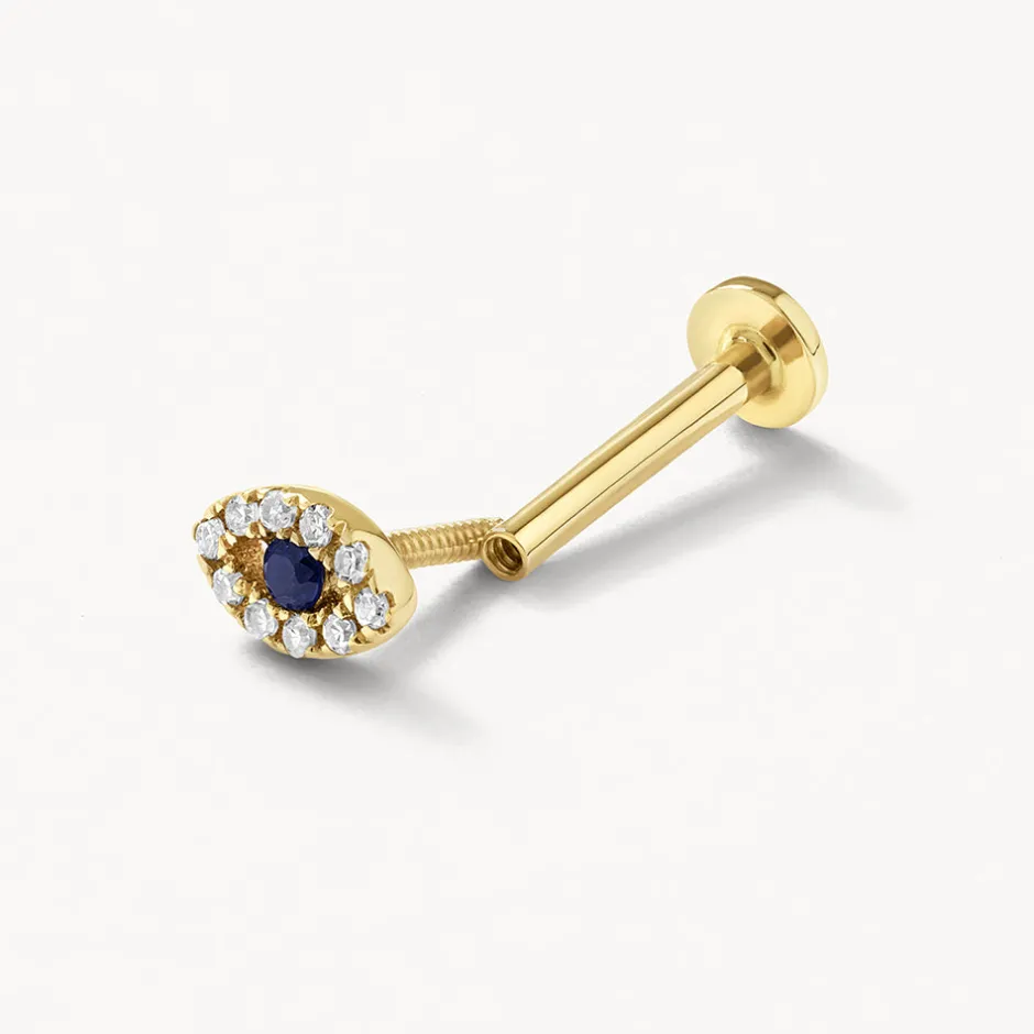 Outlet Diamond Evil Eye Helix Single Stud Earring in 10k Gold Best Selling Gifts | Symbolic Jewellery