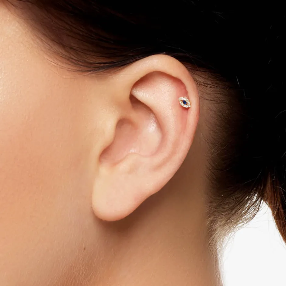 Outlet Diamond Evil Eye Helix Single Stud Earring in 10k Gold Best Selling Gifts | Symbolic Jewellery