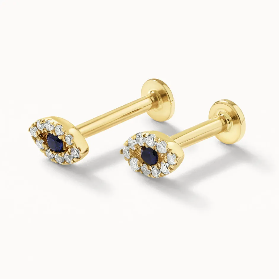 Outlet Diamond Evil Eye Helix Single Stud Earring in 10k Gold Best Selling Gifts | Symbolic Jewellery