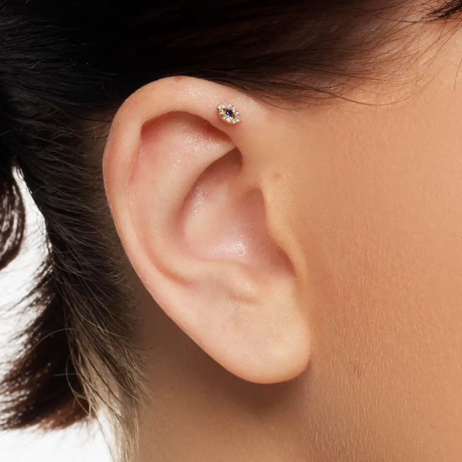 Outlet Diamond Evil Eye Helix Single Stud Earring in 10k Gold Best Selling Gifts | Symbolic Jewellery