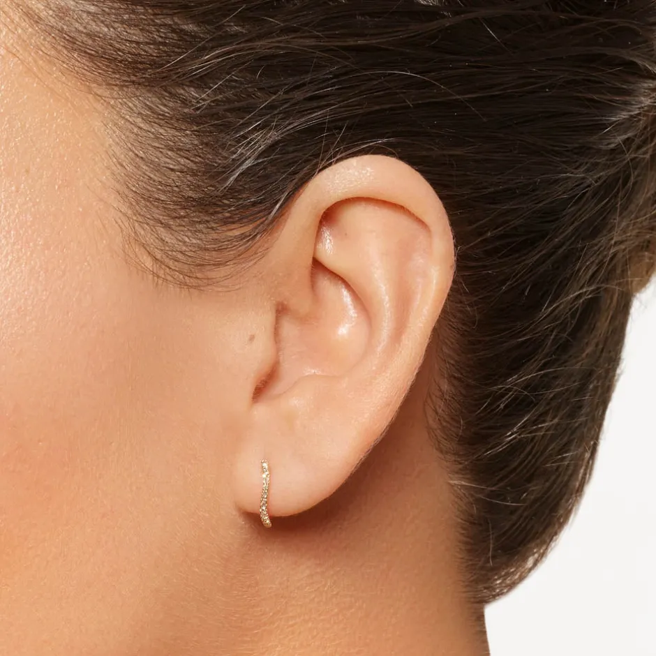 Discount Diamond Fine Wave Huggie Earrings in 10k Gold Best Selling Gifts | Under $500