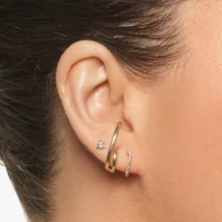 Discount Diamond Fine Wave Huggie Earrings in 10k Gold Best Selling Gifts | Under $500