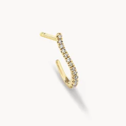 Discount Diamond Fine Wave Huggie Earrings in 10k Gold Best Selling Gifts | Under $500
