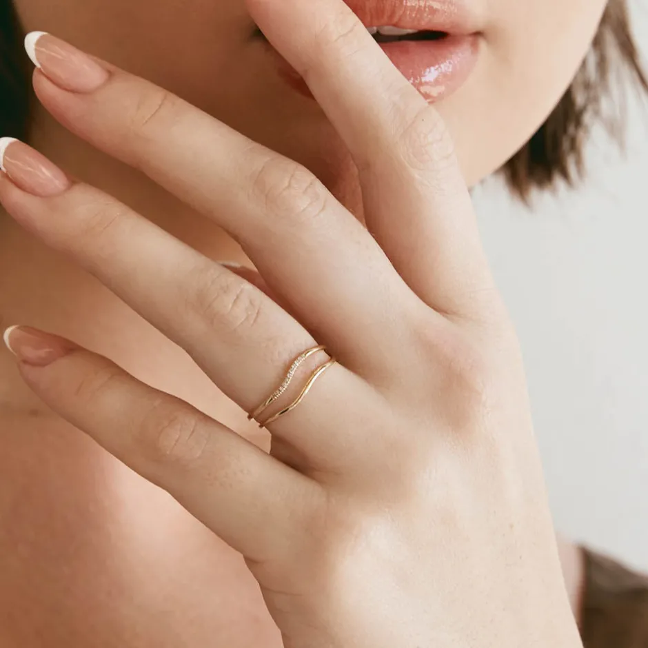 Fashion Diamond Fine Wave Stacker Ring in 10k Gold Best Selling Gifts | Under $300