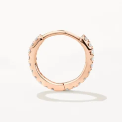 New Diamond Helix Huggie Single Earring in 10k Rose Gold Natural Diamonds | 10k Rose Gold