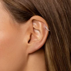 Online Diamond Helix Huggie Single Earring in Silver Gifts For Him | Bridal Gifts
