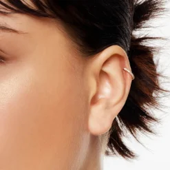 New Diamond Helix Huggie Single Earring in 10k Rose Gold Natural Diamonds | 10k Rose Gold