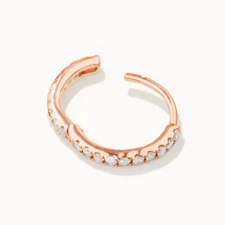 New Diamond Helix Huggie Single Earring in 10k Rose Gold Natural Diamonds | 10k Rose Gold