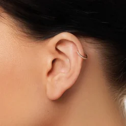 New Diamond Helix Huggie Single Earring in 10k Rose Gold Natural Diamonds | 10k Rose Gold