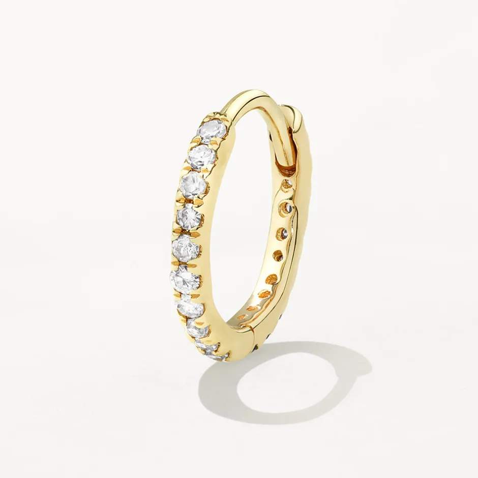 Fashion Diamond Huggie Single Earring in 10k Gold Gifts For Him | Bridal Gifts