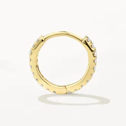 Fashion Diamond Huggie Single Earring in 10k Gold Gifts For Him | Bridal Gifts