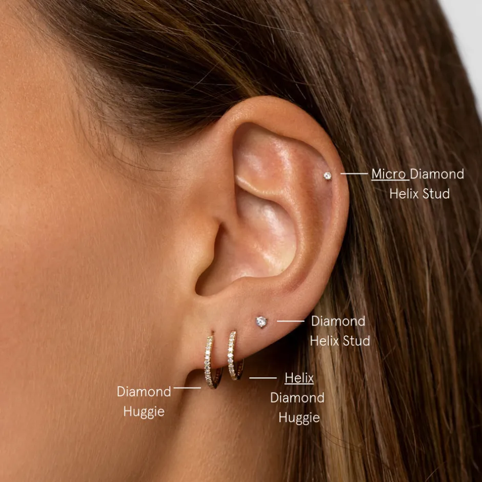 Fashion Diamond Huggie Single Earring in 10k Gold Gifts For Him | Bridal Gifts