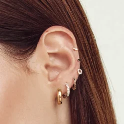 Fashion Diamond Huggie Single Earring in 10k Gold Gifts For Him | Bridal Gifts