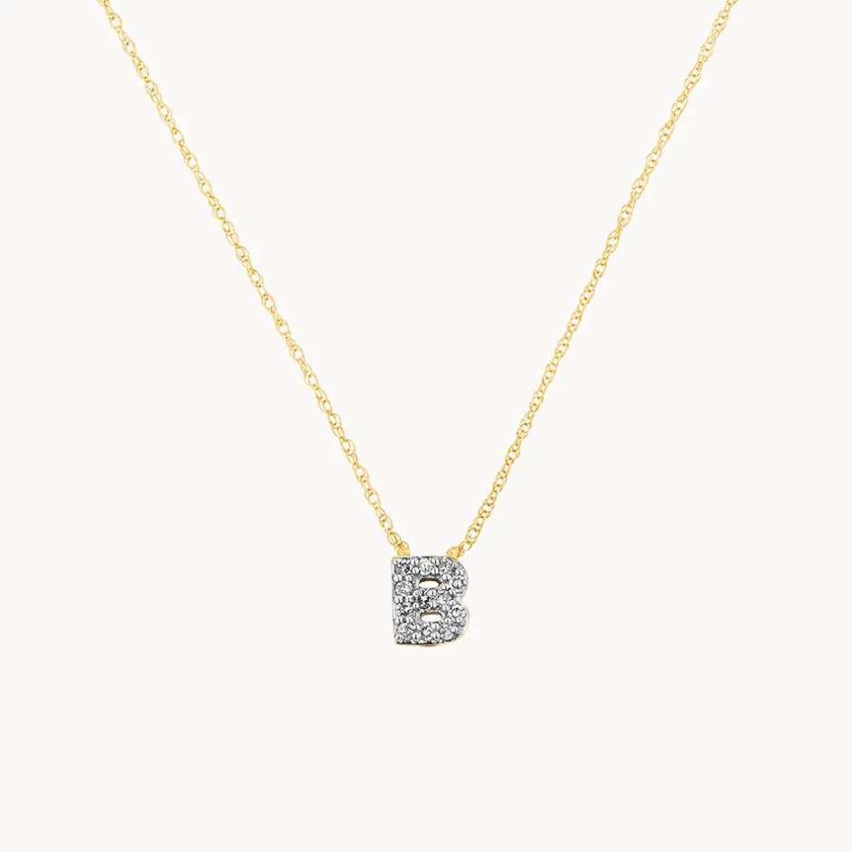 Hot Diamond Letter B Necklace in 10k Gold Gifts For Her | Bridal Gifts