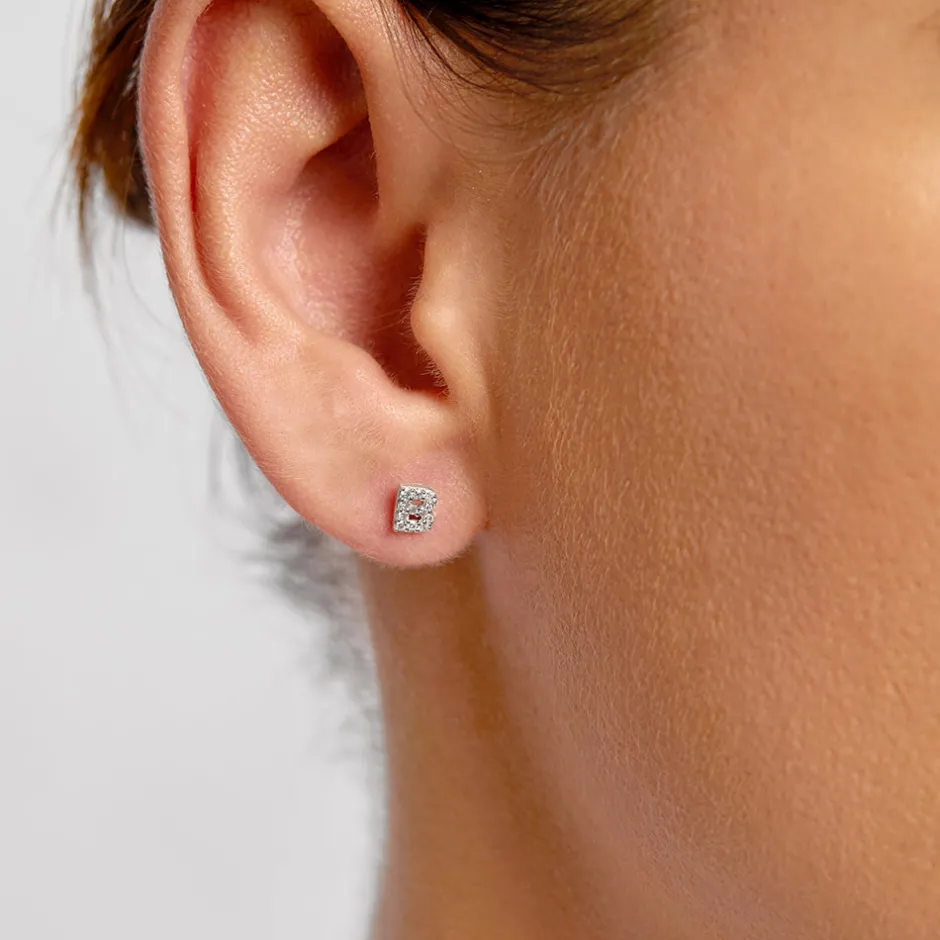 Outlet Diamond Letter B Single Stud Earring in 10k Gold Bridal Gifts | Best Friend Gifts