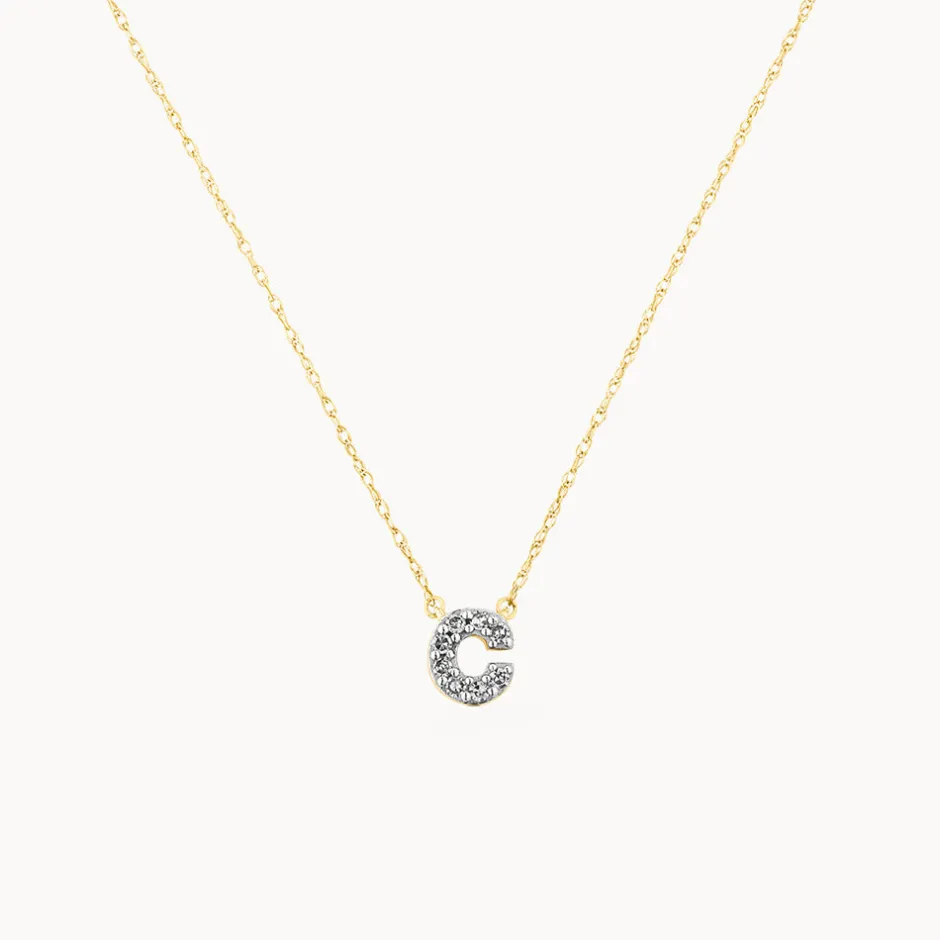 Fashion Diamond Letter C Necklace in 10k Gold Bridal Gifts | Letter Jewellery