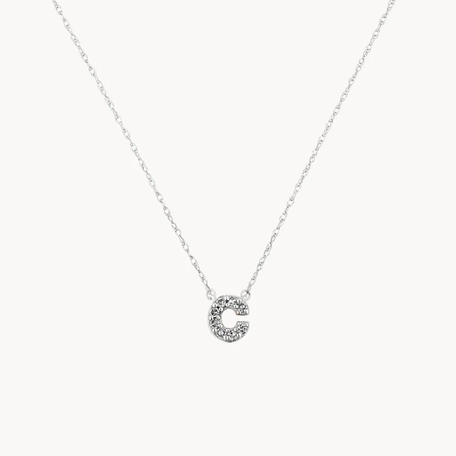 Clearance Diamond Letter C Necklace in Silver Bridal Gifts | Letter Jewellery