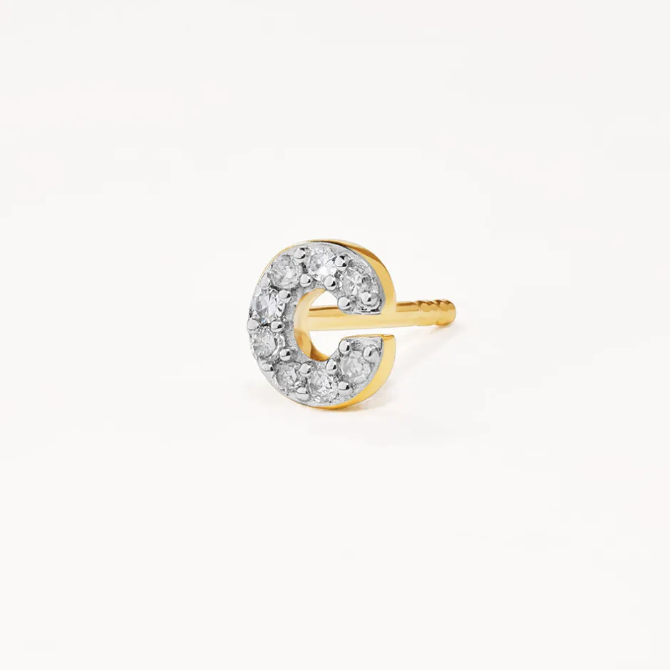 Sale Diamond Letter C Single Stud Earring in 10k Gold Bridal Gifts | Best Friend Gifts