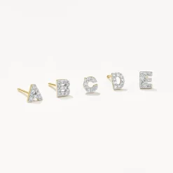 Sale Diamond Letter C Single Stud Earring in 10k Gold Bridal Gifts | Best Friend Gifts