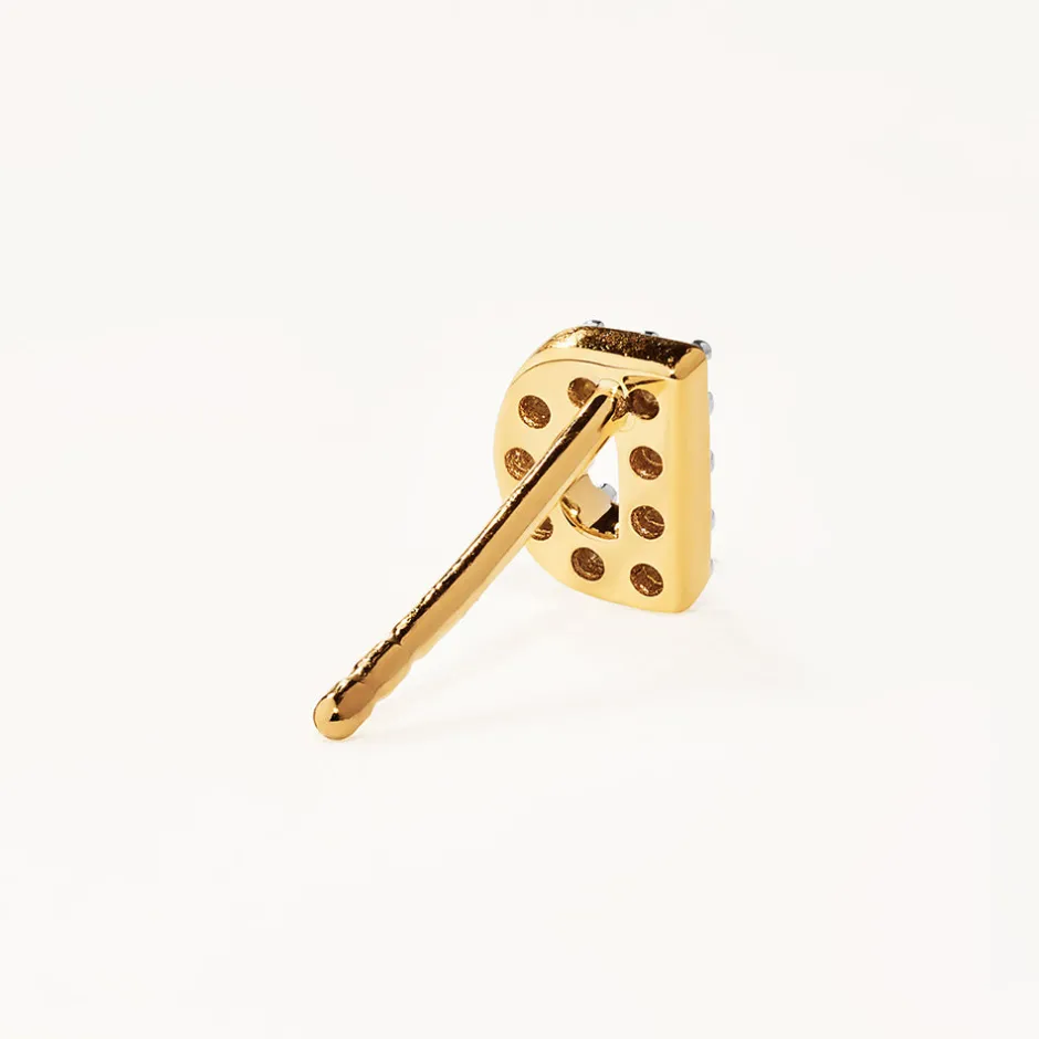 Fashion Diamond Letter D Single Stud Earring in 10k Gold Bridal Gifts | Letter Jewellery