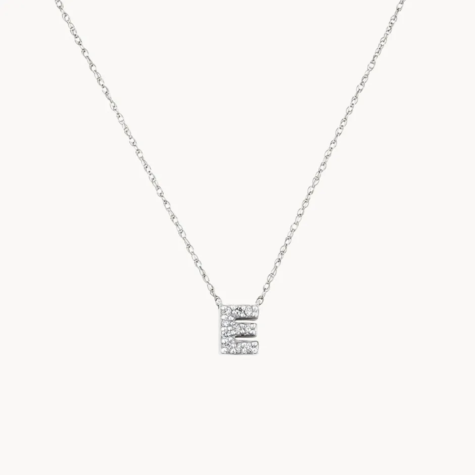 Outlet Diamond Letter E Necklace in Silver Bridal Gifts | Letter Jewellery