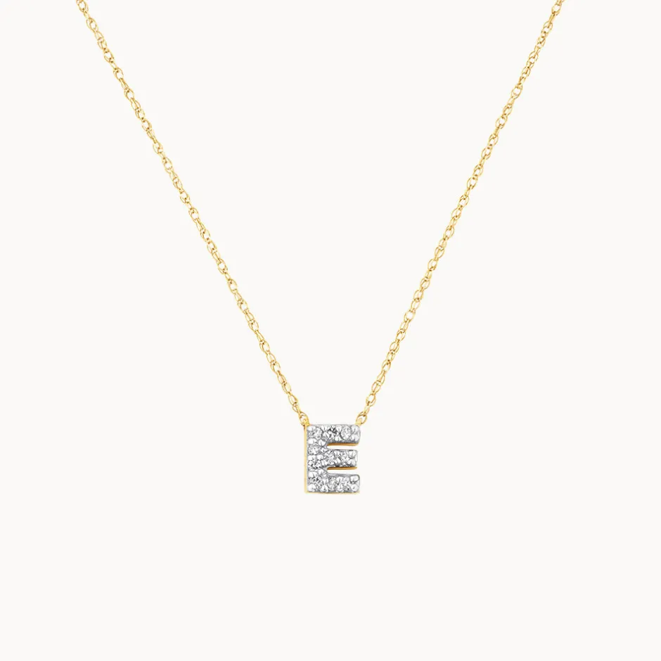 Best Diamond Letter E Necklace in 10k Gold Bridal Gifts | Letter Jewellery