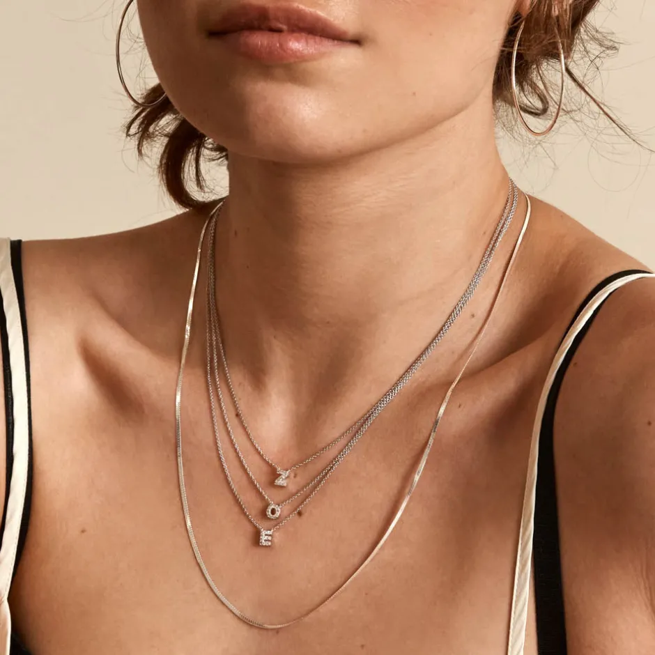 Outlet Diamond Letter E Necklace in Silver Bridal Gifts | Letter Jewellery