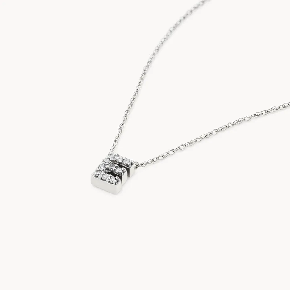 Outlet Diamond Letter E Necklace in Silver Bridal Gifts | Letter Jewellery