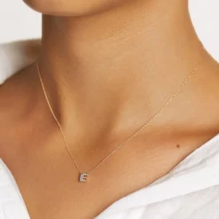 Best Diamond Letter E Necklace in 10k Gold Bridal Gifts | Letter Jewellery