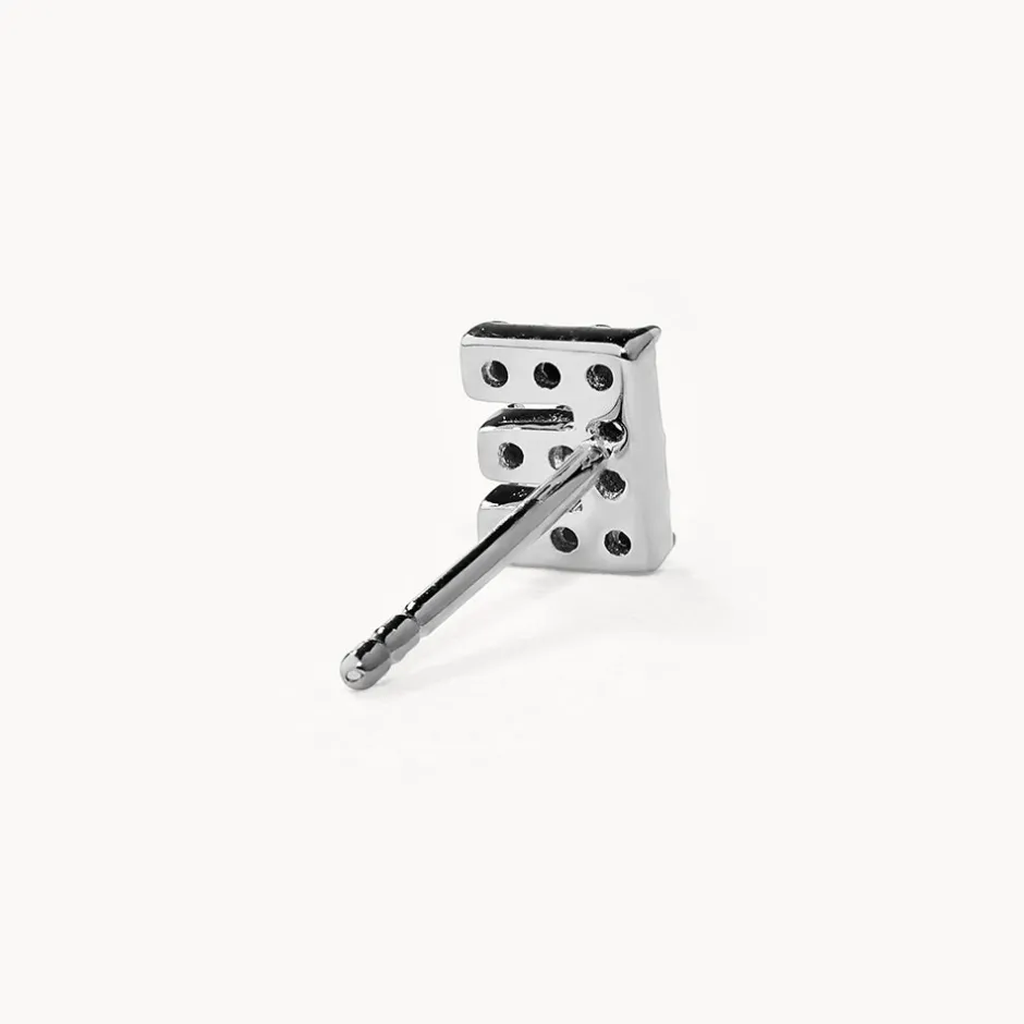 Fashion Diamond Letter E Single Stud Earring in Silver Bridal Gifts | Letter Jewellery