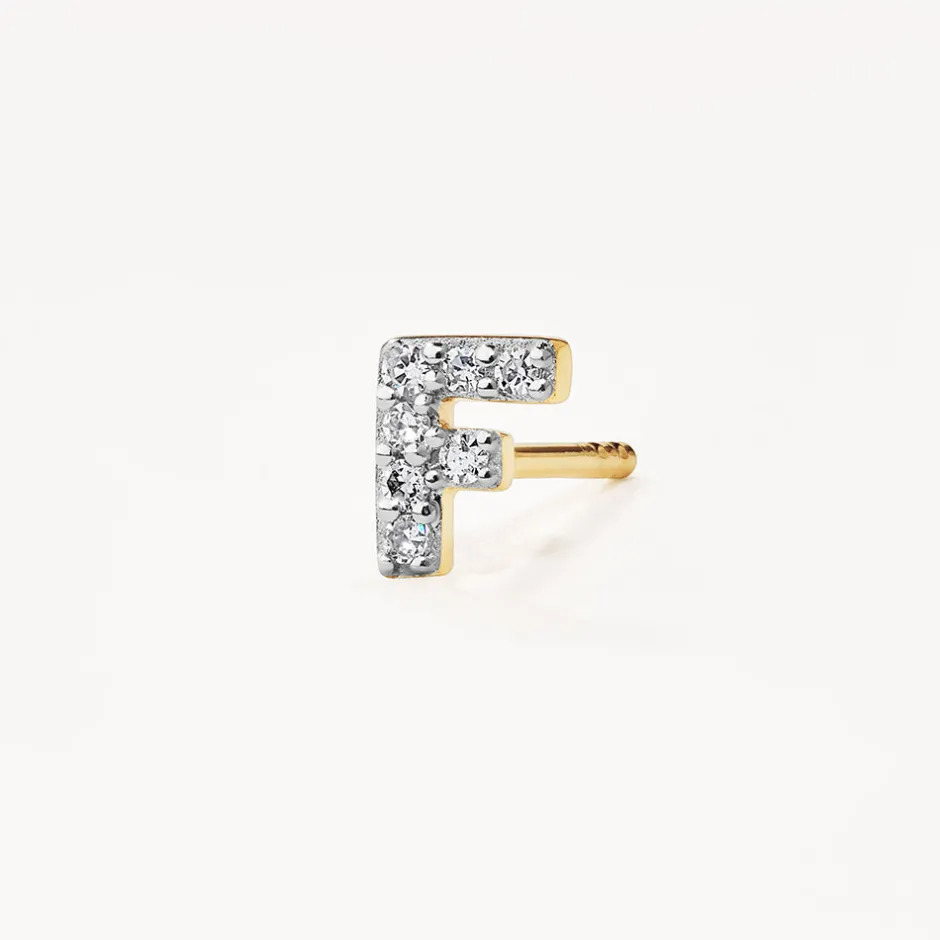 Hot Diamond Letter F Single Stud Earring in 10k Gold Bridal Gifts | Letter Jewellery