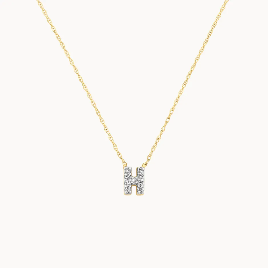 Sale Diamond Letter H Necklace in 10k Gold Letter Jewellery | Natural Diamonds