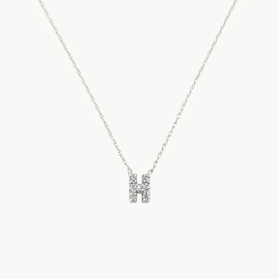 Clearance Diamond Letter H Necklace in Silver Letter Jewellery | Natural Diamonds