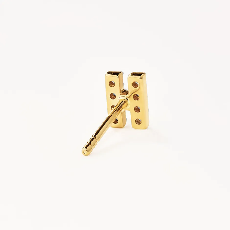 Hot Diamond Letter H Single Stud Earring in 10k Gold Letter Jewellery | Natural Diamonds