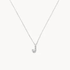 Sale Diamond Letter J Necklace in Silver Letter Jewellery | Natural Diamonds